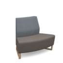 Encore modular double seater convex low back sofa with no arms and wooden sled frame - forecast grey seat with late grey back