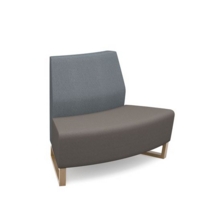 Encore modular double seater convex low back sofa with no arms and wooden sled frame - forecast grey seat with late grey back