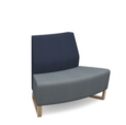 Encore modular double seater convex low back sofa with no arms and wooden sled frame - late grey seat with range blue back