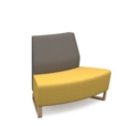 Encore modular double seater convex low back sofa with no arms and wooden sled frame - lifetime yellow seat with forecast grey back