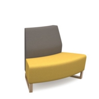 Encore modular double seater convex low back sofa with no arms and wooden sled frame - lifetime yellow seat with forecast grey back