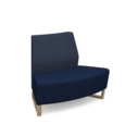 Encore modular double seater convex low back sofa with no arms and wooden sled frame - maturity blue seat with range blue back