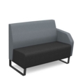 Encore modular double seater low back sofa with left hand arm and black sled frame - elapse grey seat with late grey back and arm