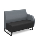 Encore modular double seater low back sofa with left hand arm and black sled frame - elapse grey seat with late grey back and arm