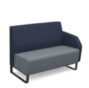Encore modular double seater low back sofa with left hand arm and black sled frame - late grey seat with range blue back and arm