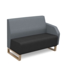Encore modular double seater low back sofa with left hand arm and wooden sled frame - elapse grey seat with late grey back and arm