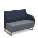 Encore modular double seater low back sofa with left hand arm and wooden sled frame - late grey seat with range blue back and arm