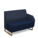 Encore modular double seater low back sofa with left hand arm and wooden sled frame - maturity blue seat with range blue back and arm