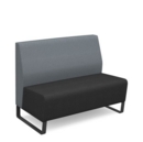 Encore modular double seater low back sofa with no arms and black sled frame - elapse grey seat with late grey back