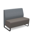 Encore modular double seater low back sofa with no arms and black sled frame - forecast grey seat with late grey back