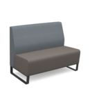 Encore modular double seater low back sofa with no arms and black sled frame - forecast grey seat with late grey back