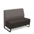 Encore modular double seater low back sofa with no arms and black sled frame - present grey seat with forecast grey back