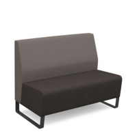 Encore modular double seater low back sofa with no arms and black sled frame - present grey seat with forecast grey back