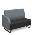 Encore modular double seater low back sofa with right hand arm and black sled frame - elapse grey seat with late grey back and arm