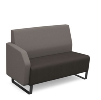 Encore modular double seater low back sofa with right hand arm and black sled frame - present grey seat with forecast grey back and arm