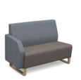 Encore modular double seater low back sofa with right hand arm and wooden sled frame - forecast grey seat with late grey back and arm
