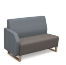 Encore modular double seater low back sofa with right hand arm and wooden sled frame - forecast grey seat with late grey back and arm