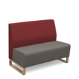 Encore modular double seater low back sofa with no arms and wooden sled frame - forecast grey seat with extent red back