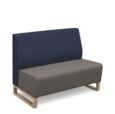 Encore modular double seater low back sofa with no arms and wooden sled frame - forecast grey seat with range blue back