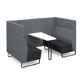 Encore open high back 4 person meeting booth with table and black sled frame - elapse grey seats with late grey backs and infill panel