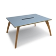 Enable worktable 1600mm x 1600mm deep with lozenge cutout and four solid oak legs and 25mm mdf top