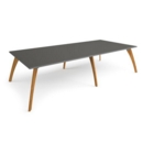 Enable worktable 3200mm x 1600mm deep with six solid oak legs - onyx grey