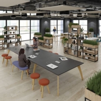 Enable worktable 4800mm x 1600mm deep with eight solid oak legs - kendal oak