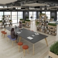 Enable worktable 4800mm x 1600mm deep with eight solid oak legs - onyx grey