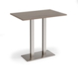 Eros rectangular poseur table with flat brushed steel rectangular base and twin uprights 1200mm x 800mm - barcelona walnut