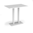 Eros rectangular poseur table with flat white rectangular base and twin uprights 1200mm x 800mm - white