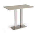 Eros rectangular poseur table with flat brushed steel rectangular base and twin uprights 1400mm x 800mm - made to order