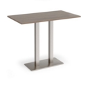 Eros rectangular poseur table with flat brushed steel rectangular base and twin uprights 1400mm x 800mm - barcelona walnut