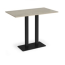Eros rectangular poseur table with flat black rectangular base and twin uprights 1400mm x 800mm - made to order