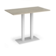 Eros rectangular poseur table with flat white rectangular base and twin uprights 1400mm x 800mm - made to order