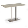 Eros rectangular poseur table with flat brushed steel rectangular base and twin uprights 1600mm x 800mm - made to order