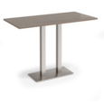 Eros rectangular poseur table with flat brushed steel rectangular base and twin uprights 1600mm x 800mm - barcelona walnut