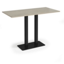 Eros rectangular poseur table with flat black rectangular base and twin uprights 1600mm x 800mm - made to order