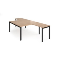 Adapt back to back desks 1400mm x 1600mm with 800mm return desks - black frame and beech top