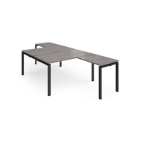 Adapt back to back desks 1400mm x 1600mm with 800mm return desks - black frame and grey oak top