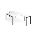 Adapt back to back desks 1400mm x 1600mm with 800mm return desks - black frame and white top