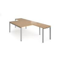 Adapt back to back desks 1400mm x 1600mm with 800mm return desks - silver frame and oak top