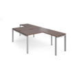 Adapt back to back desks 1400mm x 1600mm with 800mm return desks - silver frame and walnut top