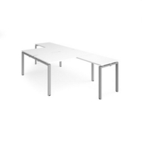 Adapt back to back desks 1400mm x 1600mm with 800mm return desks - silver frame and white top