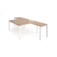 Adapt back to back desks 1400mm x 1600mm with 800mm return desks - white frame and beech top