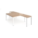 Adapt back to back desks 1400mm x 1600mm with 800mm return desks - white frame and beech top