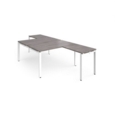 Adapt back to back desks 1400mm x 1600mm with 800mm return desks - white frame and grey oak top