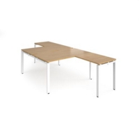 Adapt back to back desks 1400mm x 1600mm with 800mm return desks - white frame and oak top