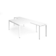 Adapt back to back desks 1400mm x 1600mm with 800mm return desks - white frame and white top