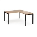 Adapt desk 1400mm x 800mm with 800mm return desk - black frame and beech top