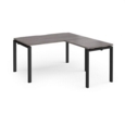 Adapt desk 1400mm x 800mm with 800mm return desk - black frame and grey oak top